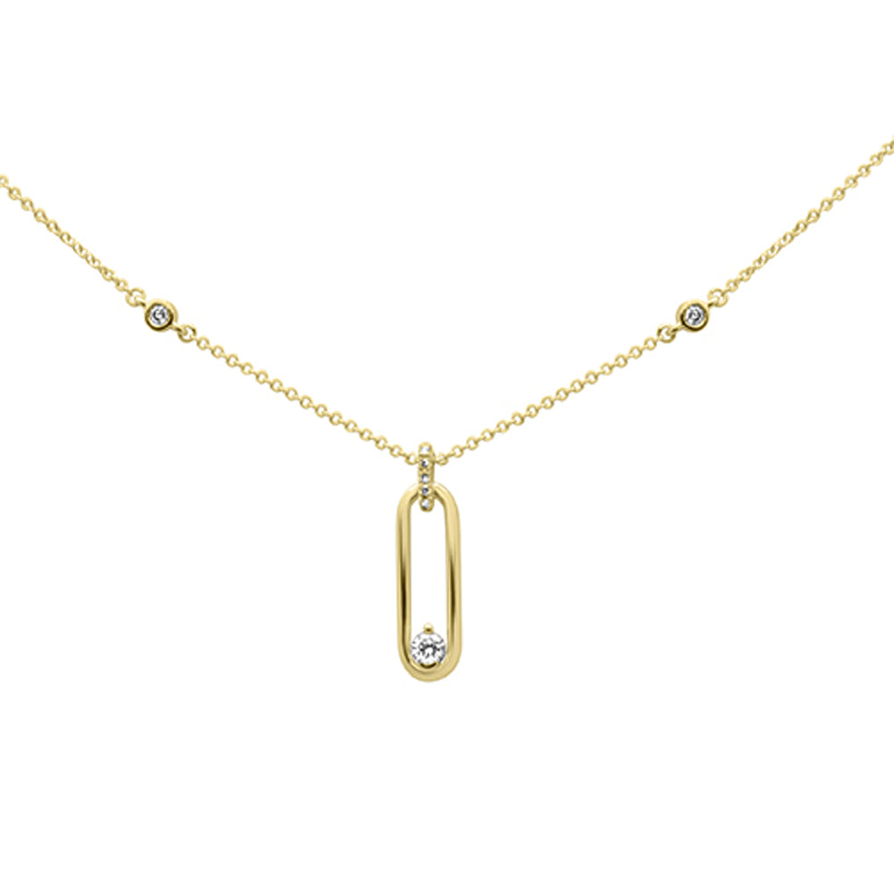 Muse Jewelry .13ct G SI 14K Yellow Gold Diamond Paper Clip Pendant Necklace 16" + 2" EXT