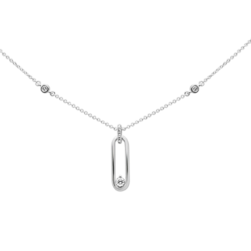 Muse Jewelry .14ct G SI 14K White Gold Diamond Paper Clip Pendant Necklace 16" + 2" EXT