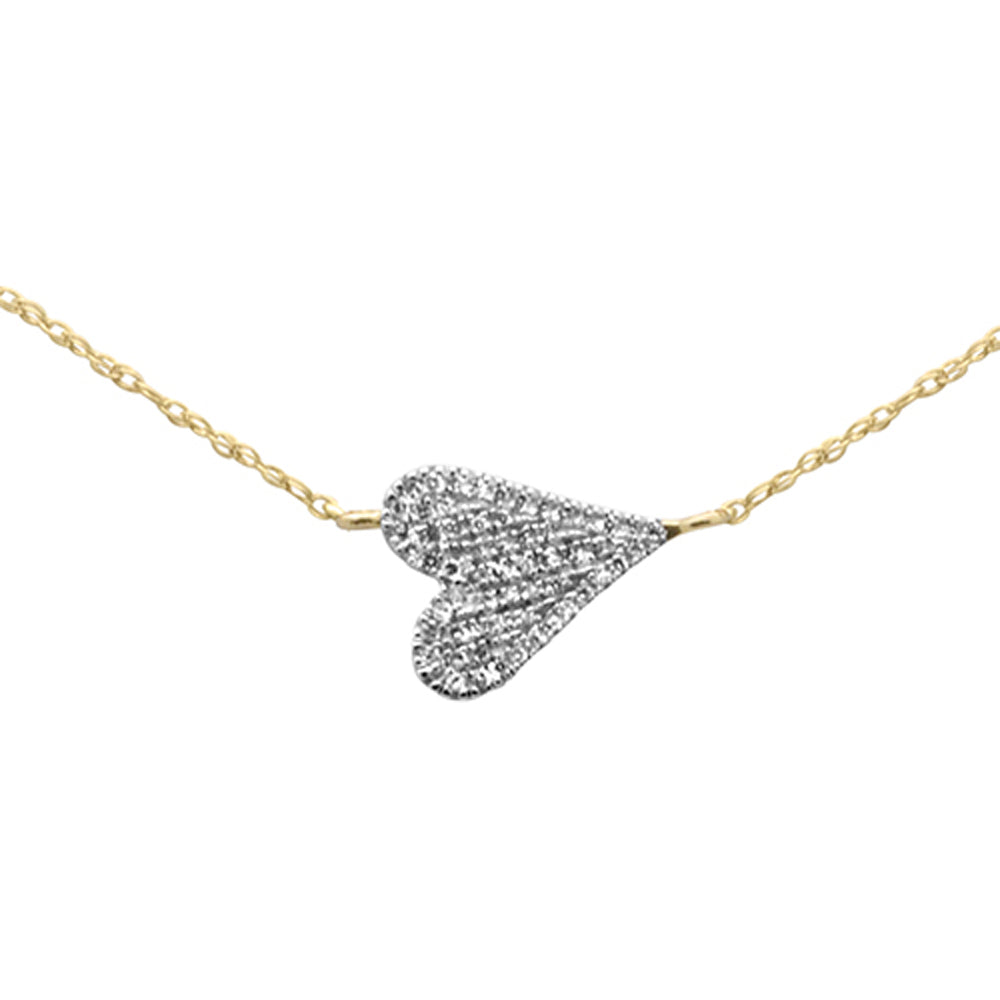 Muse Jewelry .09ct G SI 14K Yellow Gold Diamond Sideways Heart Pendant Necklace 18" Long