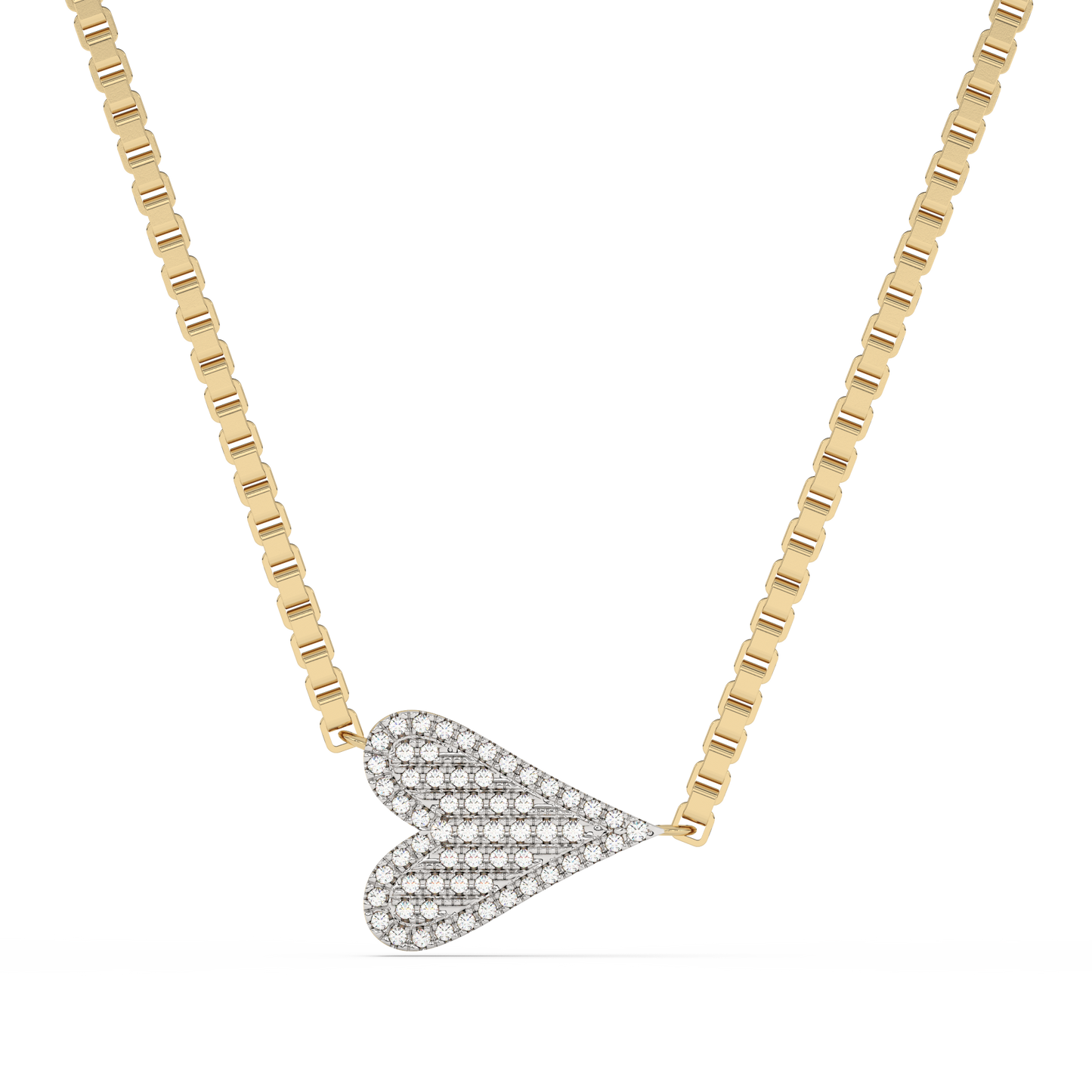 Muse Jewelry .09ct G SI 14K Yellow Gold Diamond Sideways Heart Pendant Necklace 18" Long