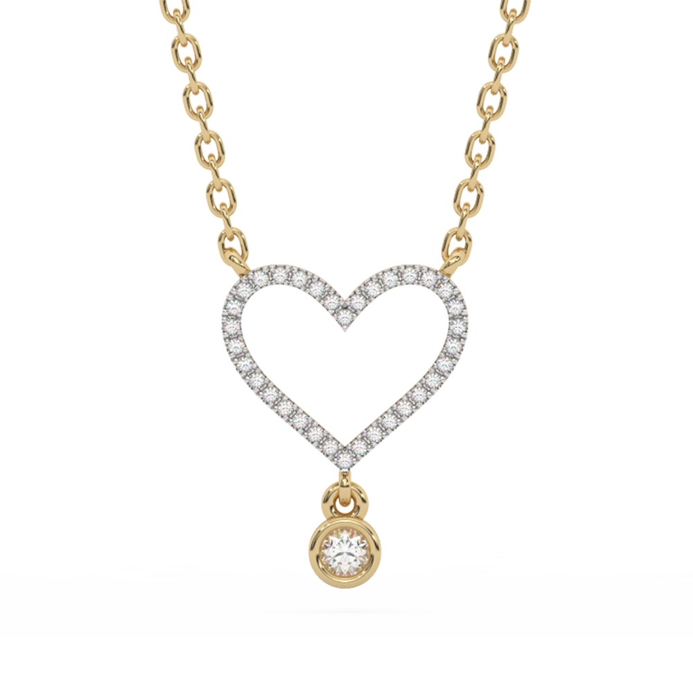 Muse Jewelry .10ct G SI 14K Yellow Gold Diamond Heart Pendant Necklace 18" Long