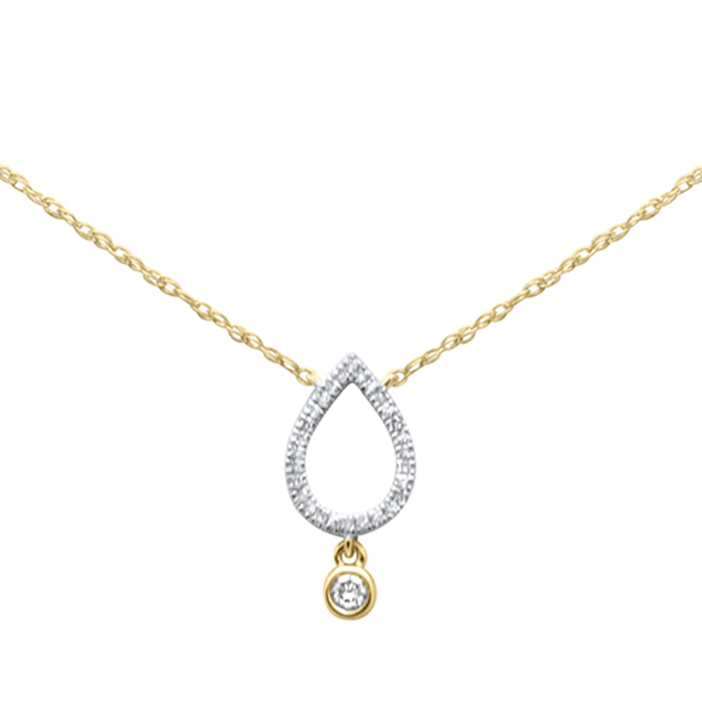 Muse Jewelry .09ct G SI 14K Yellow Gold Diamond Pear Shape Pendant Necklace 18" Long