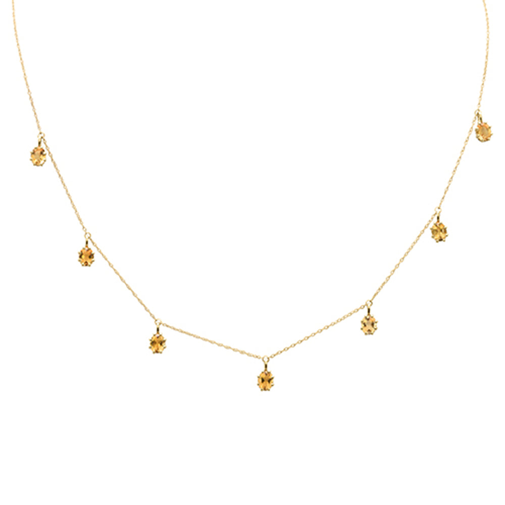Muse Jewelry 2.22ct G SI 14K Yellow Gold Citrine Gemstone Pendant Necklace 18" Long