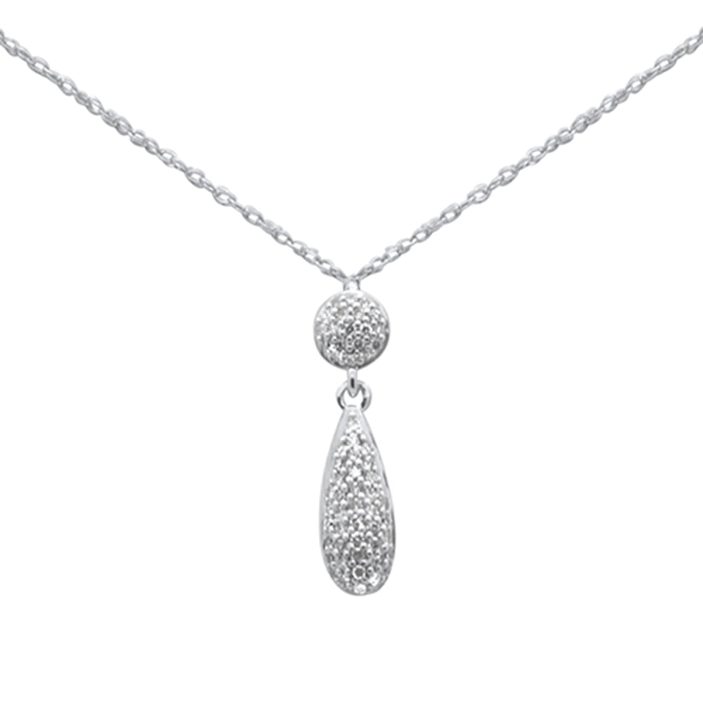 Muse Jewelry .10ct G SI 14K White Gold Diamond Tear Drop Pendant Necklace 18"Long