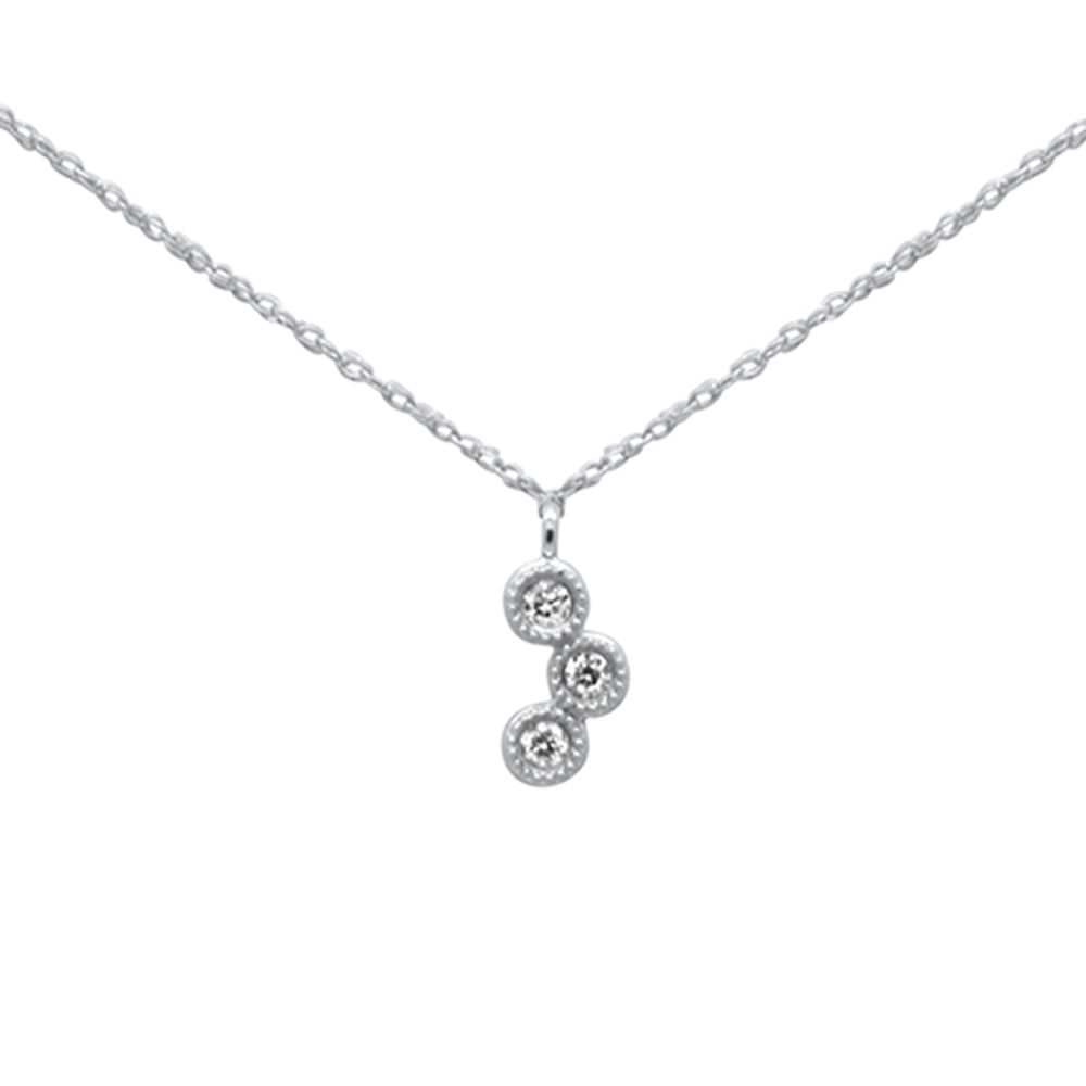 Muse Jewelry .08ct G SI 14K White Gold Bezel Diamond Pendant Necklace 18"Long