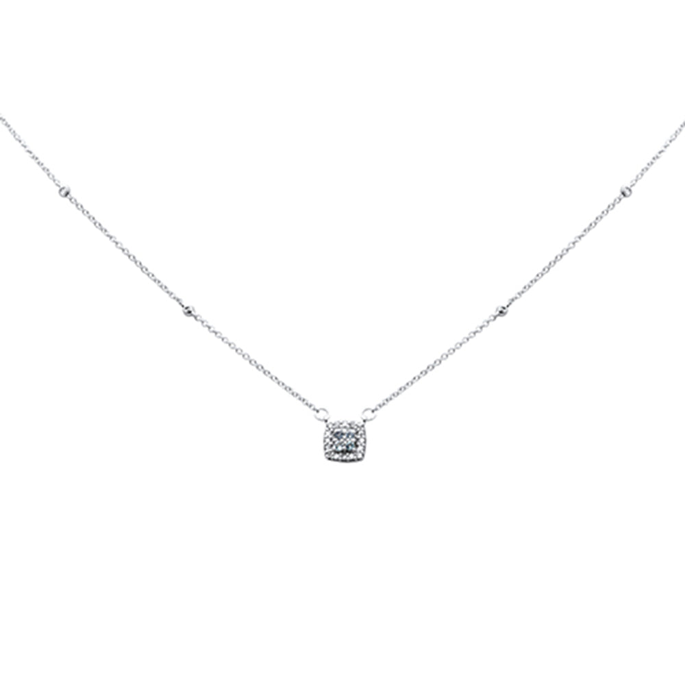 Muse Jewelry .15ct G SI 14K White Gold Diamond & Aquamarine Pendant Necklace 18"Long