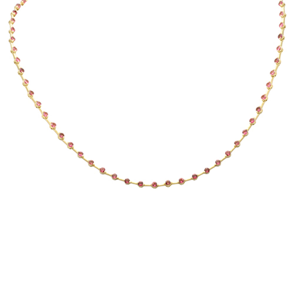 Muse Jewelry 2.93ct G SI 14K Yellow Gold Pink Tourmaline Gemstone Necklace 16" Long