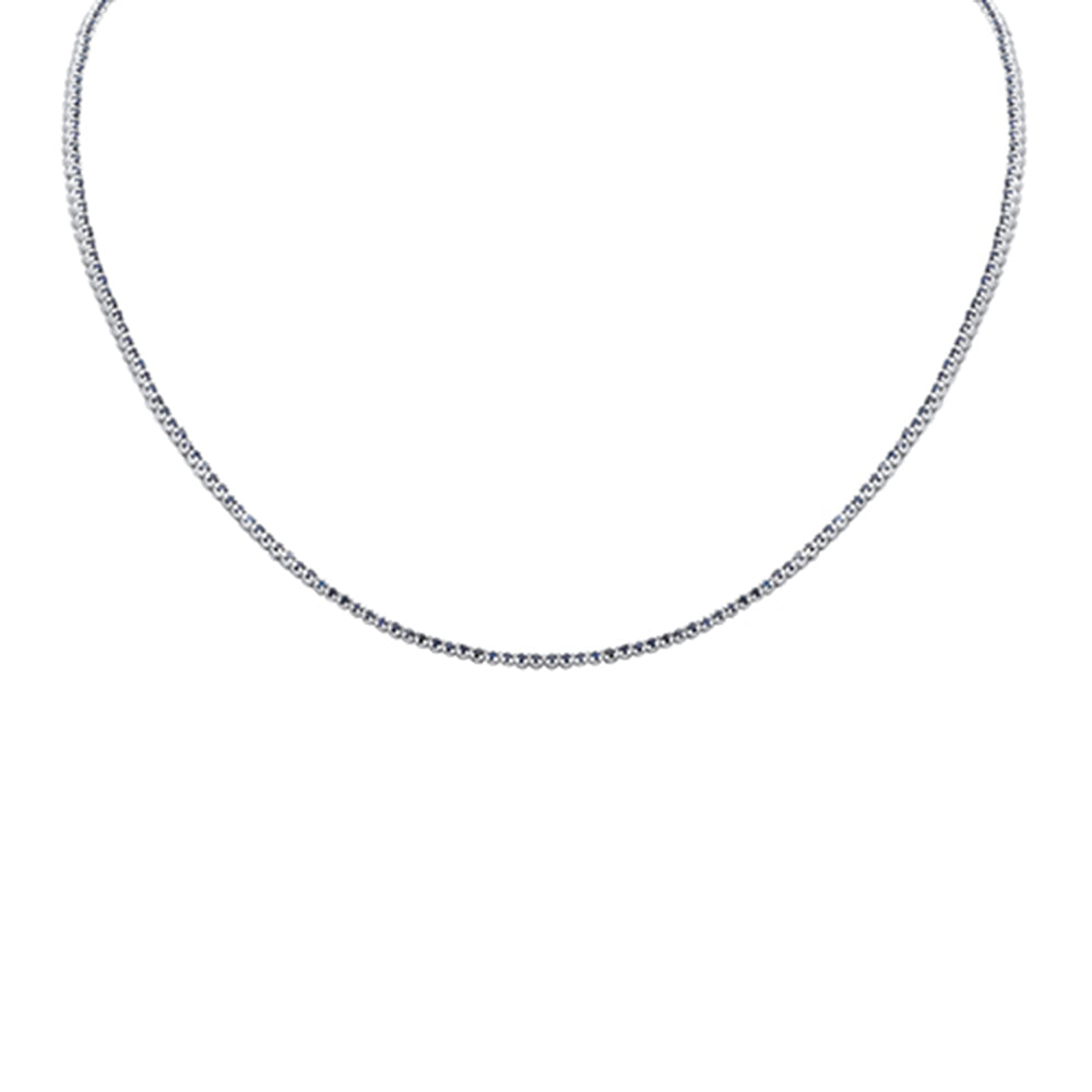 Muse Jewelry 2.22ct G SI 14K White Gold Blue Sapphire Tennis Necklace 12+4" Ext