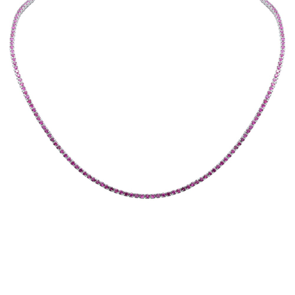 Muse Jewelry 4.44ct G SI 14K White Gold Ruby Gemstone Tennis Necklace 12+4" Ext
