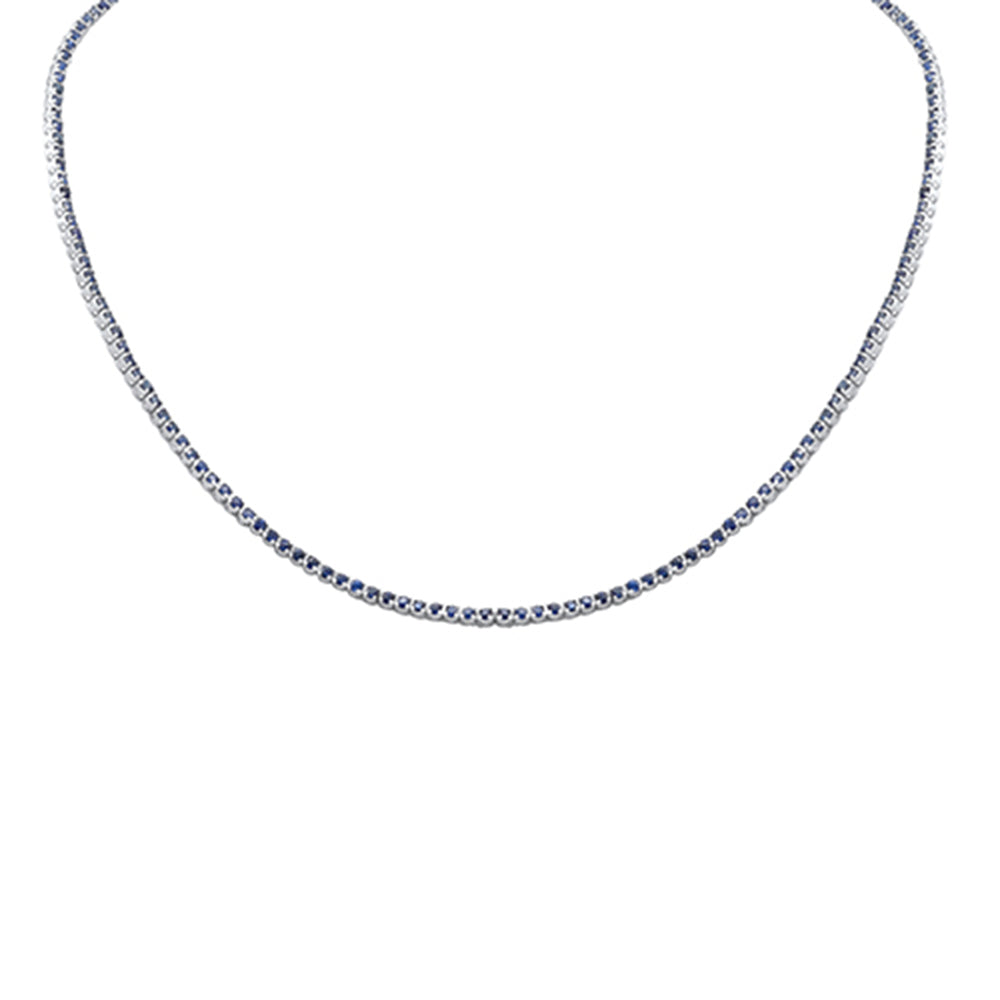 Muse Jewelry 3.96ct G SI 14K White Gold Blue Sapphire Tennis Necklace 14+2" Ext