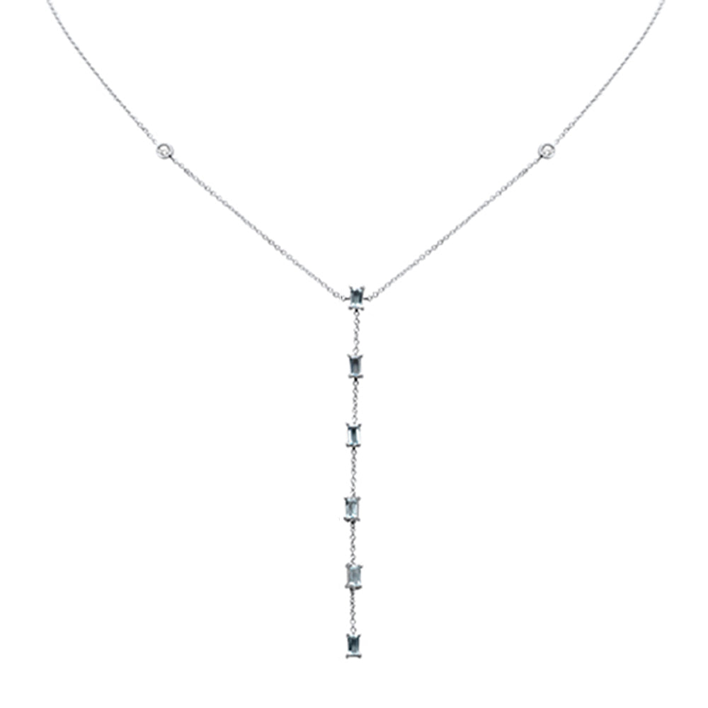 Muse Jewelry span>.60ct G SI 14K White Gold Diamond & Aquamarine Gemstone Necklace 16+2" Ext