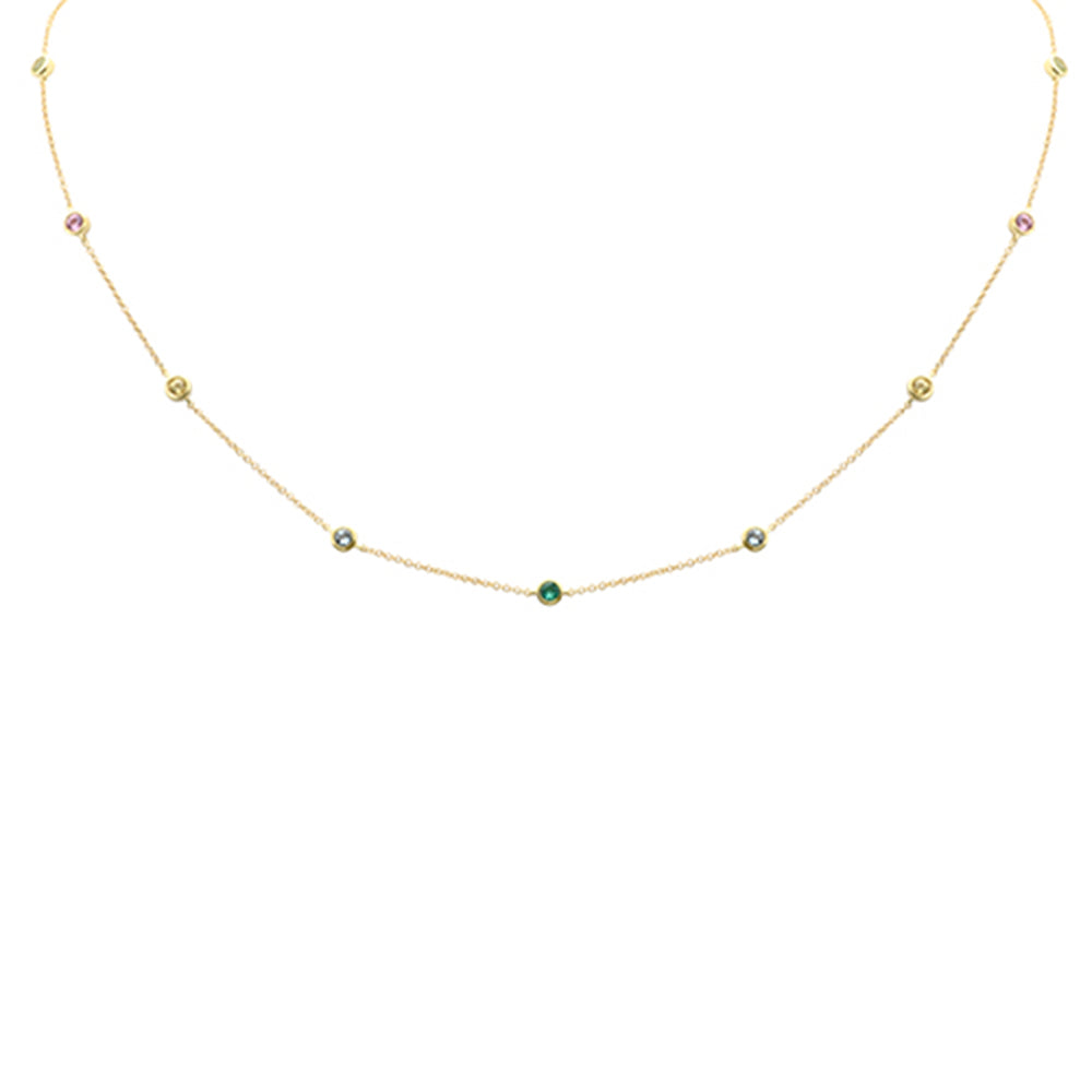 Muse Jewelry .66ct G SI 14K Yellow Gold Multi Color Gemstone Necklace 16+2" Ext