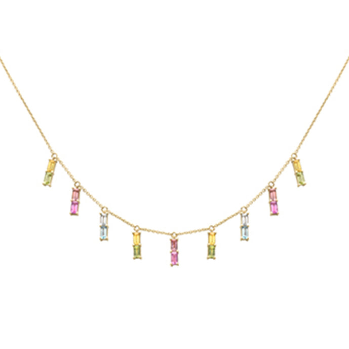 Muse Jewelry 2.76ct G SI 14K Yellow Gold Diamond Multi Color Necklace 16 + 2" Ext