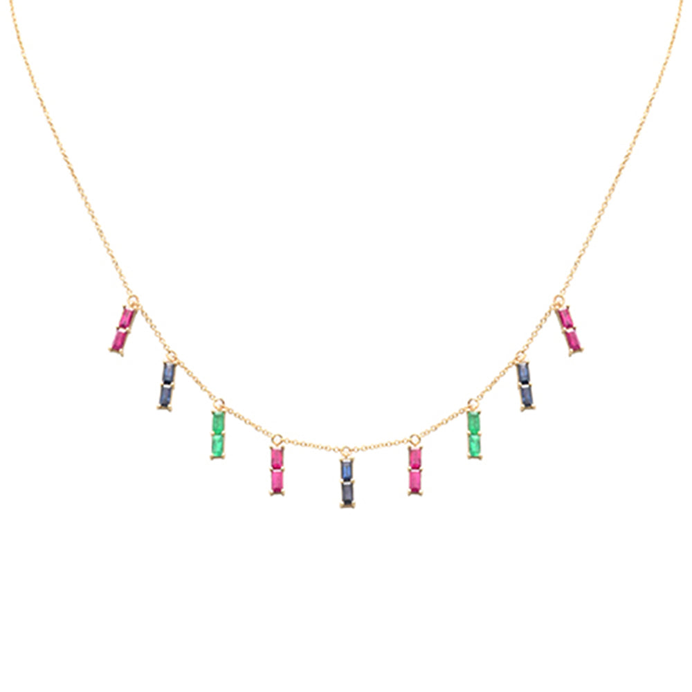 Muse Jewelry 2.80ct G SI 14K Yellow Gold Multi Color Gemstone Necklace 16 + 2" Ext