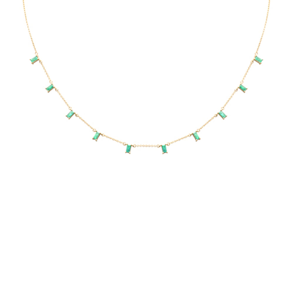 Muse Jewelry 1.10ct G SI 14K Yellow Gold Green Emerald Gemstone Pendant Necklace 16 + 2" Ext