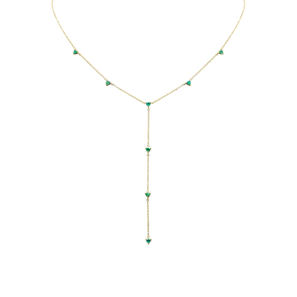 Muse Jewelry .88ct G SI 14K Yellow Gold Emerald Gemstone Lariat Necklace 16 + 2" Ext