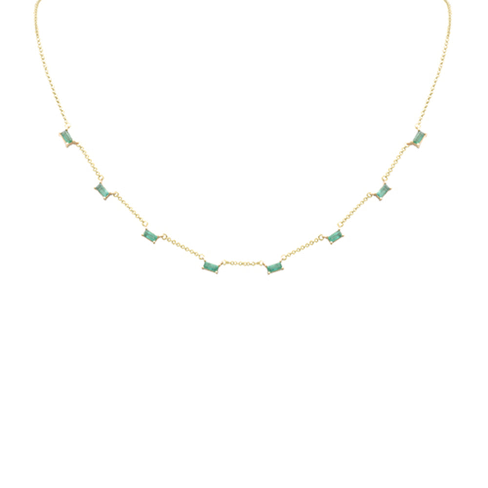 Muse Jewelry .88ct G SI 14K Yellow Gold Emerald Gemstone Necklace 16 + 2" Ext