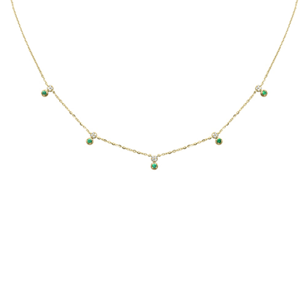 Muse Jewelry .31ct G SI 14K Yellow Gold Diamond & Emerald Pendant Necklace 16 + 2" Ext