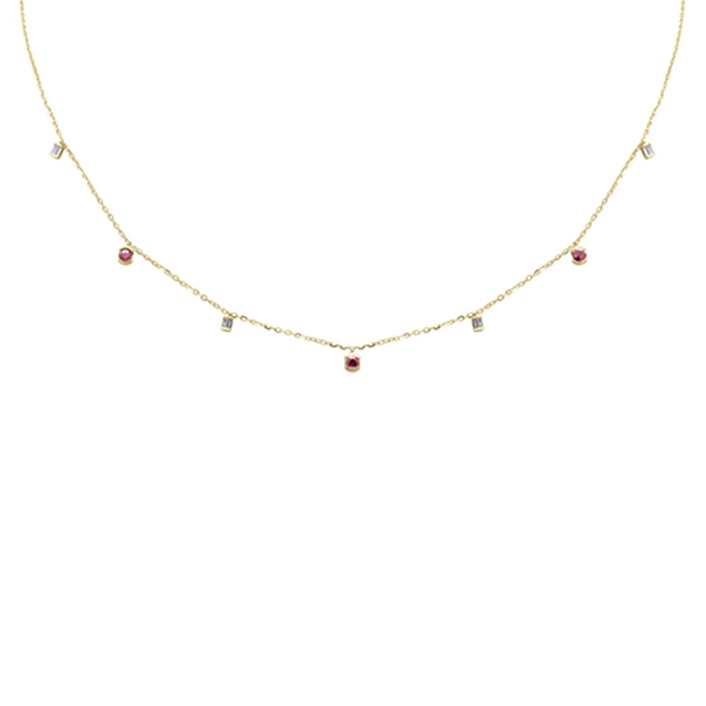 Muse Jewelry .32ct G SI 14K Yellow Gold Diamond & Ruby Pendant Necklace 16 + 2" Ext