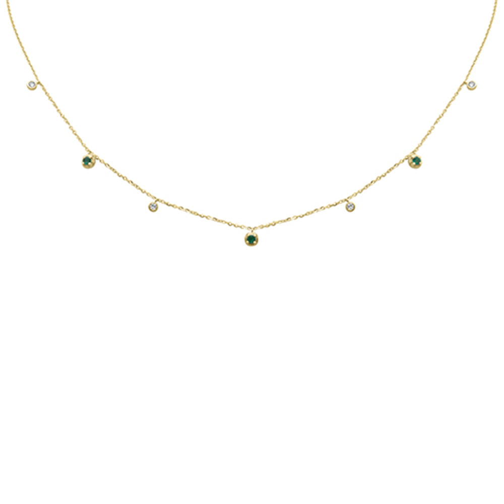 Muse Jewelry .27ct G SI 14K Yellow Gold Diamond & Emerald Pendant Necklace 16 + 2" Ext