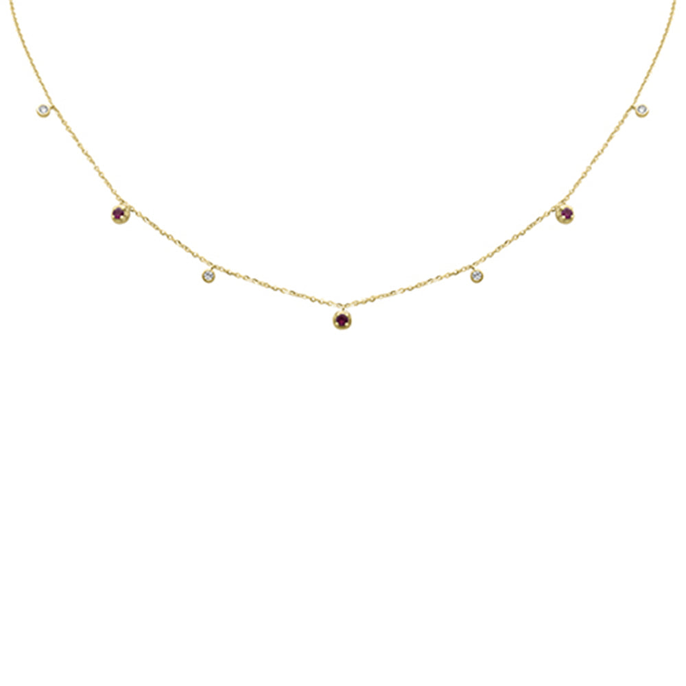 Muse Jewelry .28ct G SI 14K Yellow Gold Diamond & Ruby Pendant Necklace 16 + 2" Ext