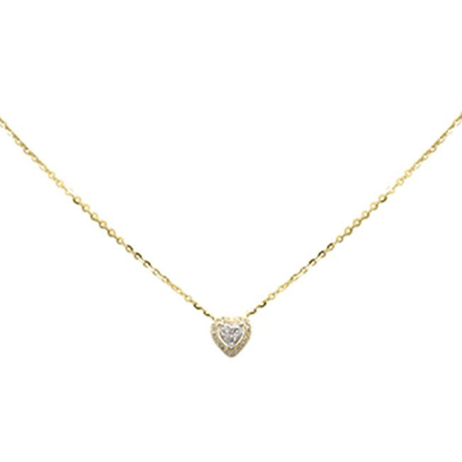 Muse Jewelry .10ct G SI 14K Yellow Gold Diamond Heart Pendant Necklace 16+2" Long