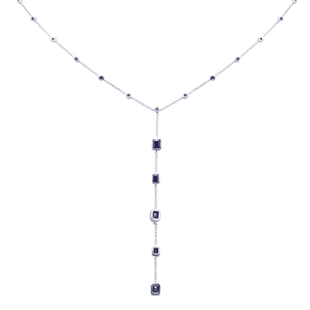 Muse Jewelry 2.74ct G SI 14K White Gold Blue Sapphire Lariat Necklace 16 + 2" Ext