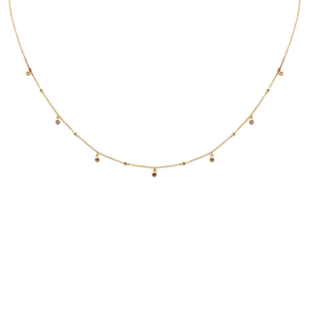 Muse Jewelry .14ct G SI 14K Yellow Gold Pink Sapphire Gemstone Pendant Necklace 18" Long