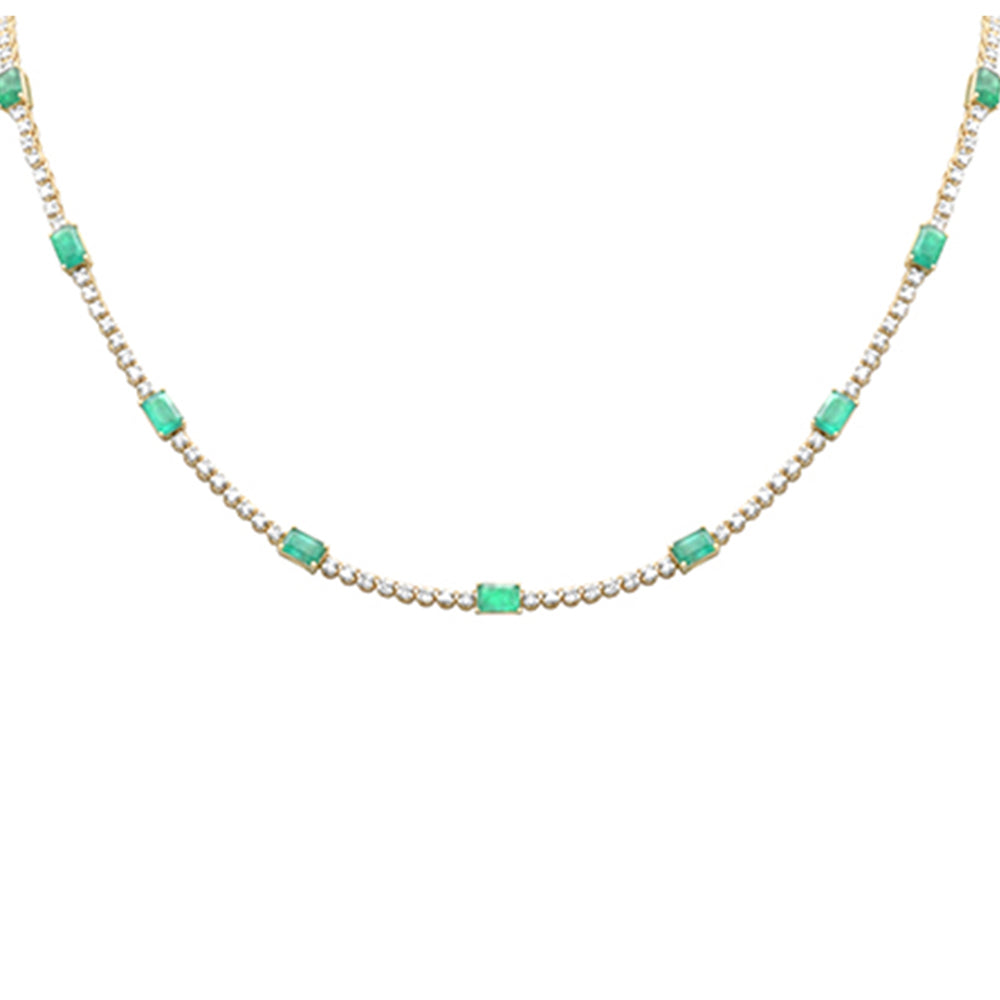 Muse Jewelry 10.62ct F SI Round Diamond & Green Emerald Gemstone Necklace 18"