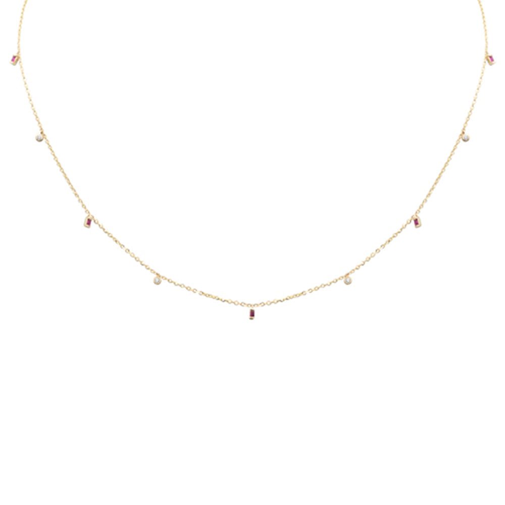 Muse Jewelry .15ct F SI 14K Yellow Gold Diamond & Ruby Pendant Necklace 16" + 2" Long