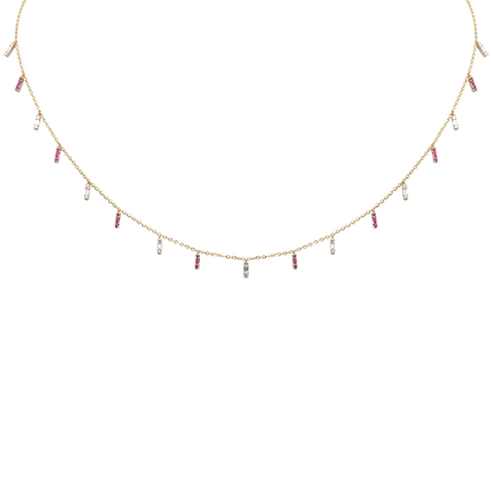 Muse Jewelry .41ct F SI 14K Yellow Gold Diamond & Ruby Pendant Necklace 16" + 2" Long