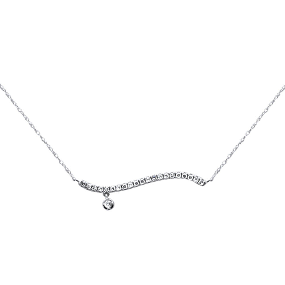 Muse Jewelry .22ct G SI 14K White Gold Diamond Sideways Bar Pendant 16" Long