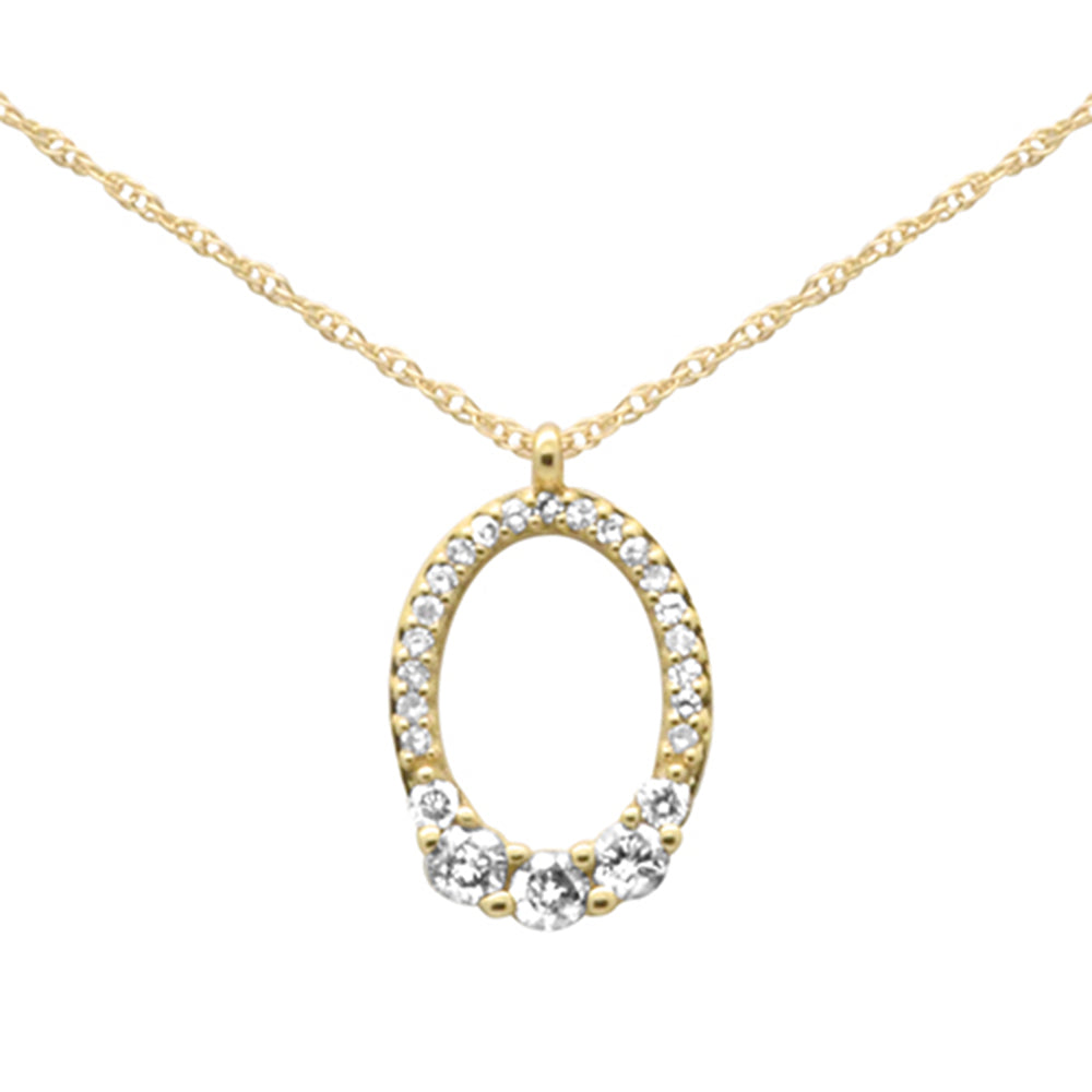 Muse Jewelry .23ct G SI 14K Yellow Gold Diamond Oval Shape Pendant Necklace 18" Long