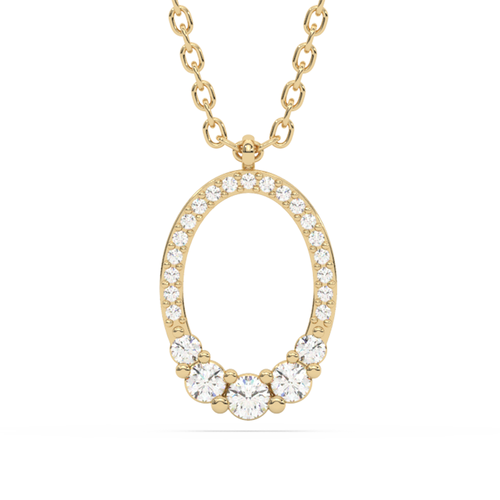 Muse Jewelry .23ct G SI 14K Yellow Gold Diamond Oval Shape Pendant Necklace 18" Long