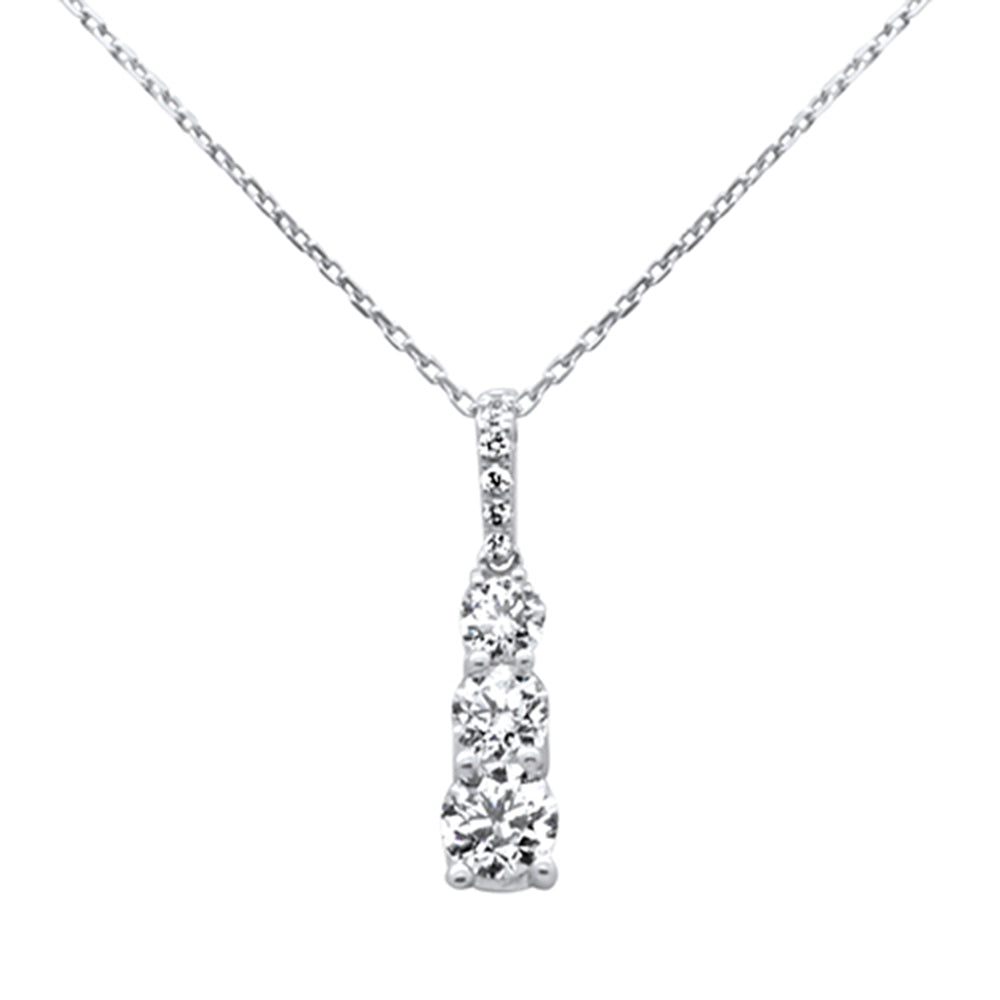 Muse Jewelry 1.09ct G SI 14K White Gold Diamond Graduated Stones Pendant Necklace 18" Long Chain