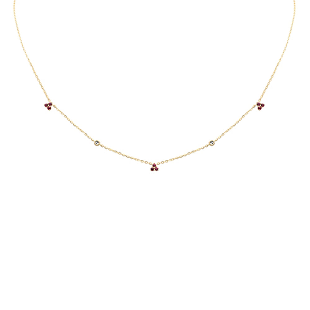 Muse Jewelry .26ct G SI 14K Yellow Gold Diamond & Ruby Gemstones Pendant Necklace 16+2" Long