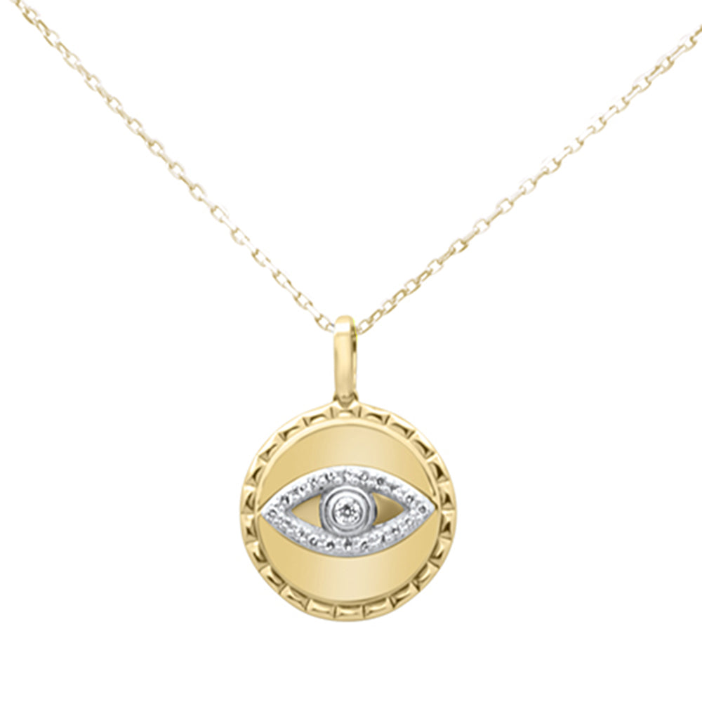 Muse Jewelry .10ct G SI 14K Yellow Gold Diamond Round Pendant Necklace 18" Long Chain