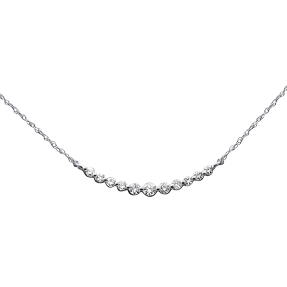 Muse Jewelry .25ct G SI 14K White Gold Graduated Set Diamond Pendant Necklace 18" Long Chain