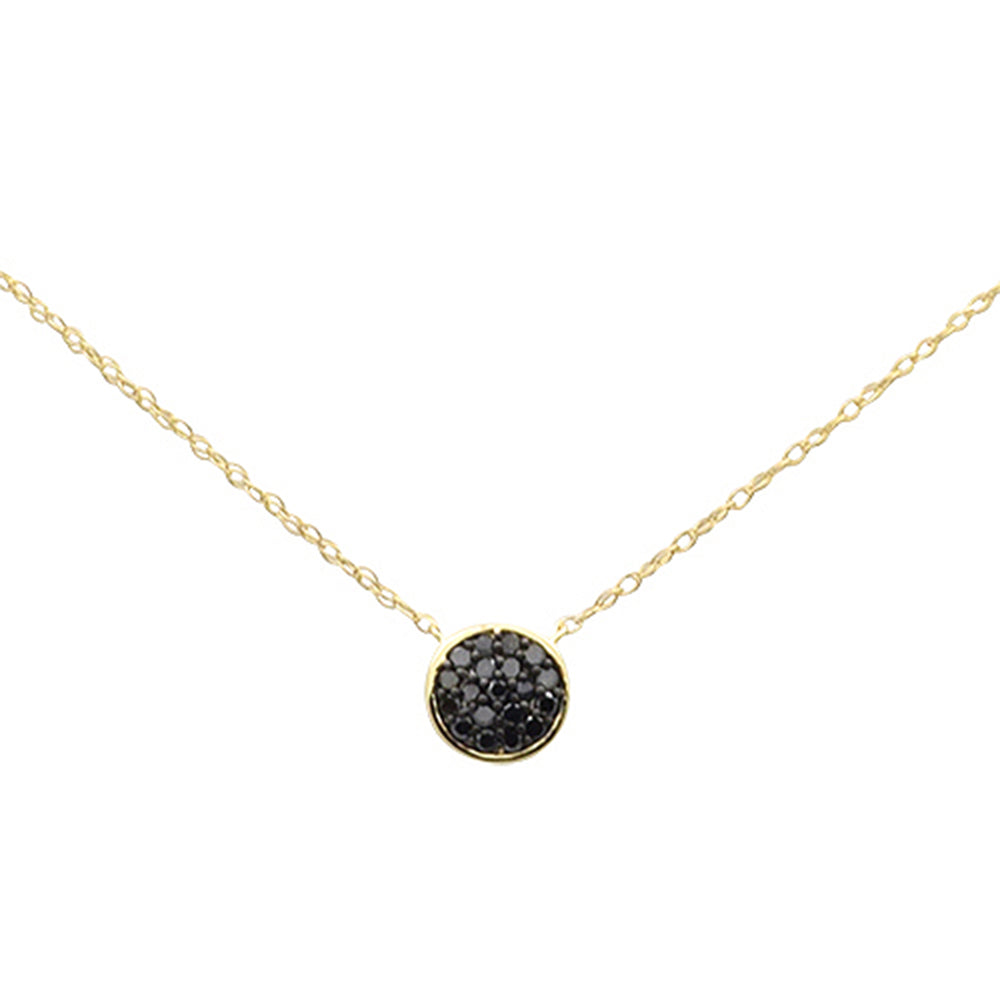 Muse Jewelry .10ct G SI 14K Yellow Gold Black Diamond Round Pendant Necklace 18" Long Chain