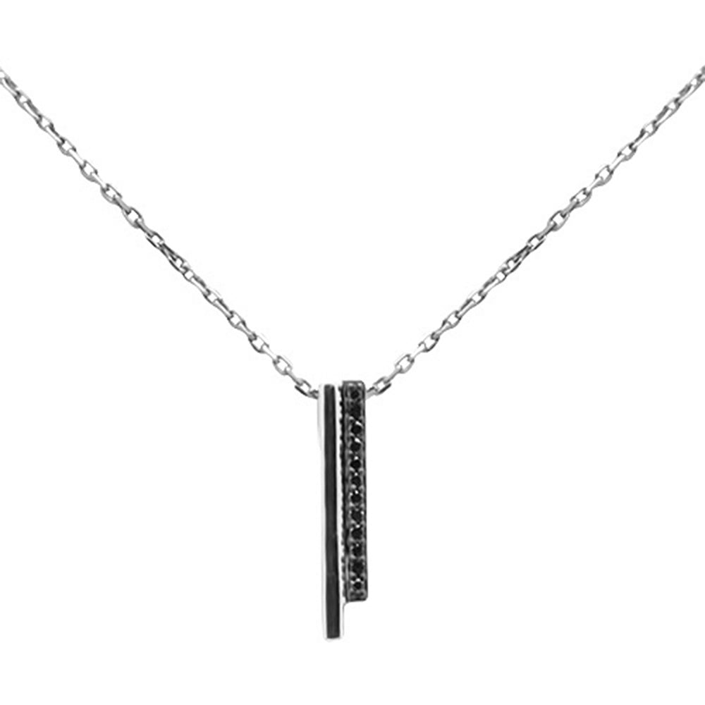 Muse Jewelry .06ct G SI 14K White Gold Black Diamond Pendant Necklace 18" Long Chain