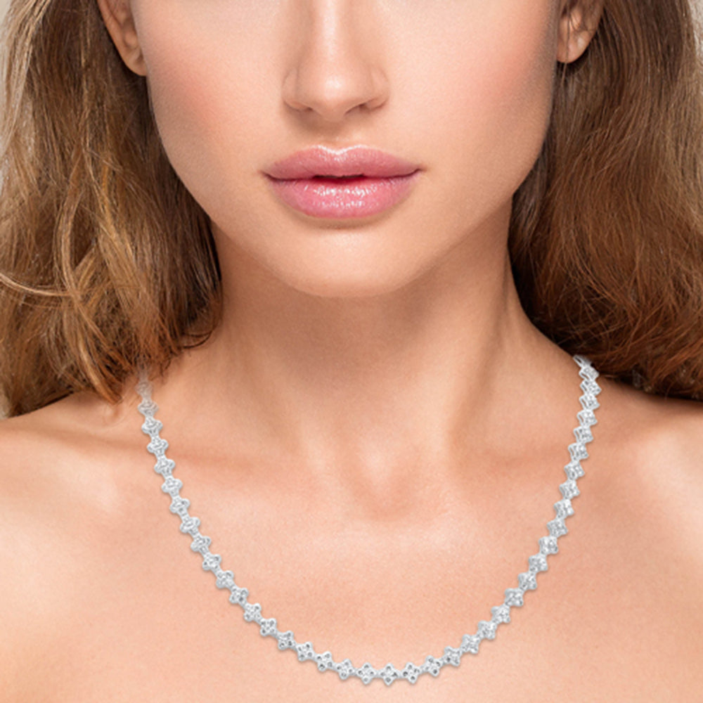 Muse Jewelry 5.27ct G SI 14K White Gold Diamond Flower Necklace 16" Long