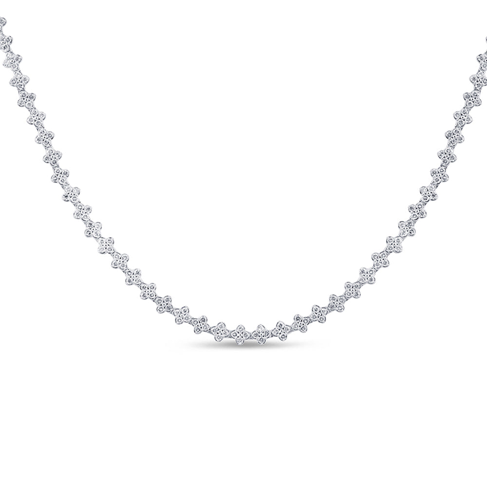 Muse Jewelry 5.27ct G SI 14K White Gold Diamond Flower Necklace 16" Long