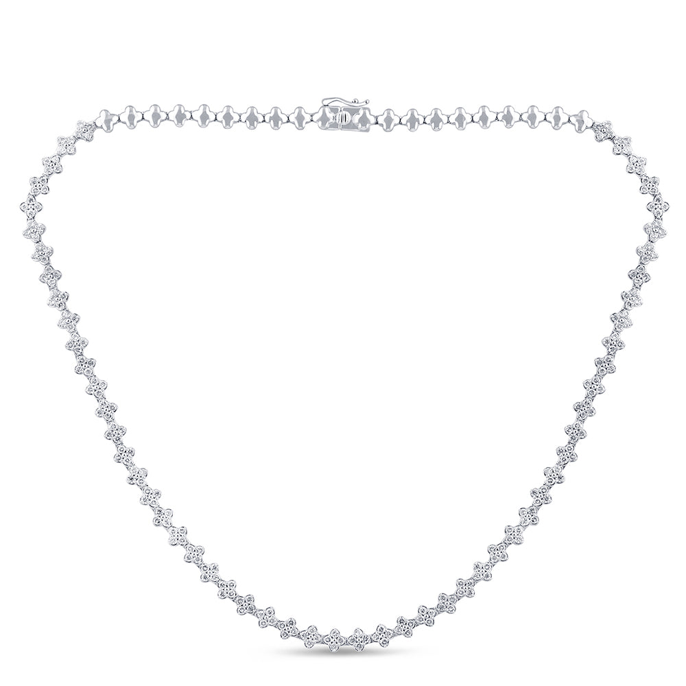 Muse Jewelry 5.27ct G SI 14K White Gold Diamond Flower Necklace 16" Long