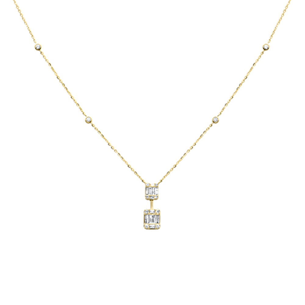 Muse Jewelry .37ct G SI 14K Yellow Gold Round & Baguette Diamond Pendant Necklace 16+2" Ext Long
