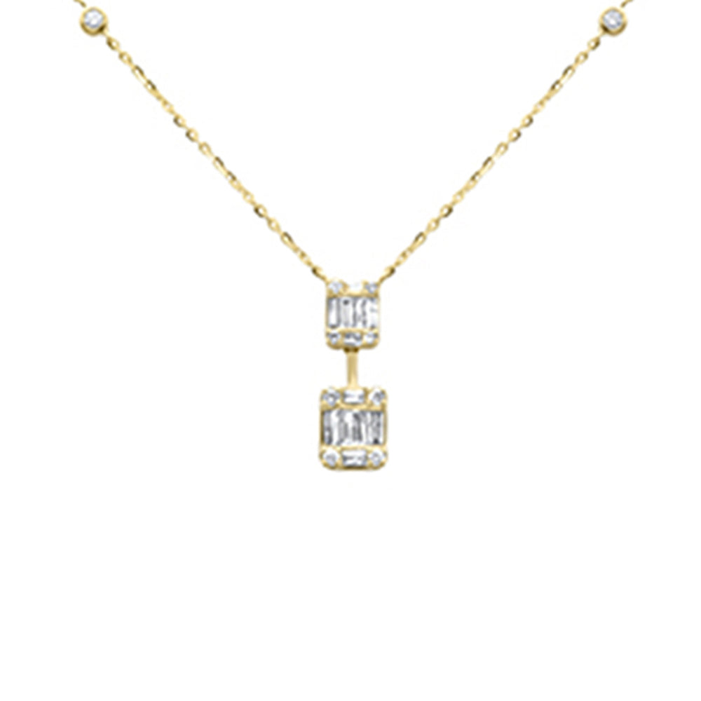 Muse Jewelry .37ct G SI 14K Yellow Gold Round & Baguette Diamond Pendant Necklace 16+2" Ext Long