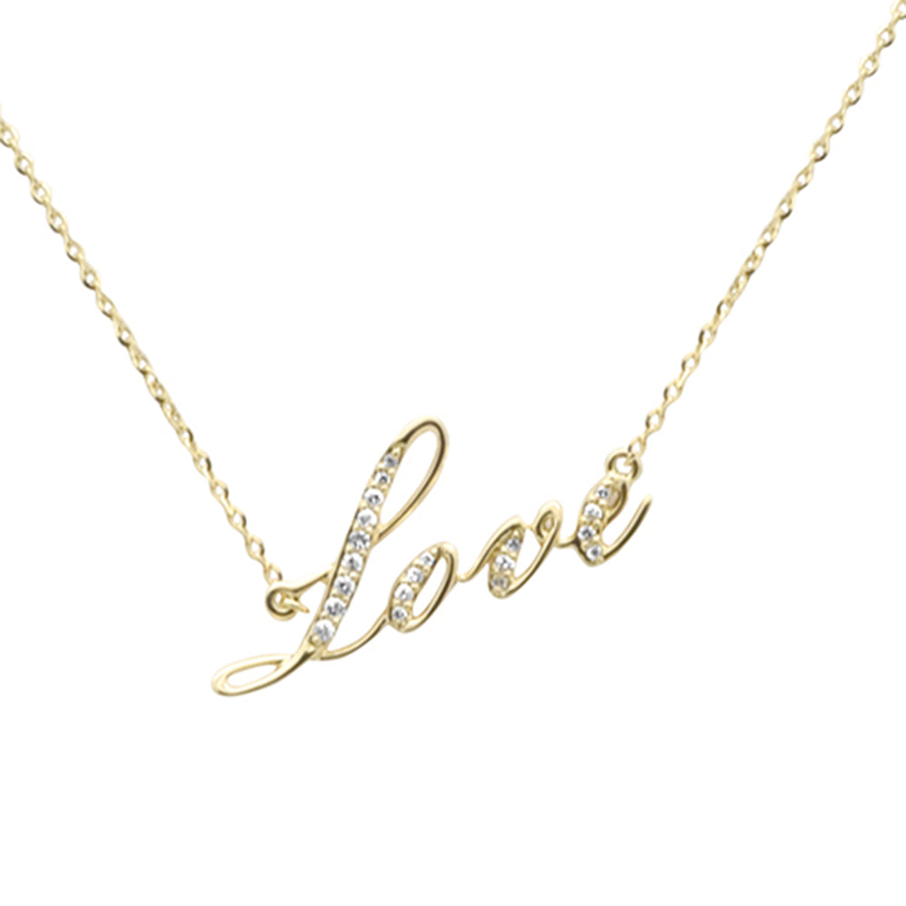 Muse Jewelry .08ct G SI 14K Yellow Gold Diamond " Love" Pendant Necklace 14+2" Ext Long