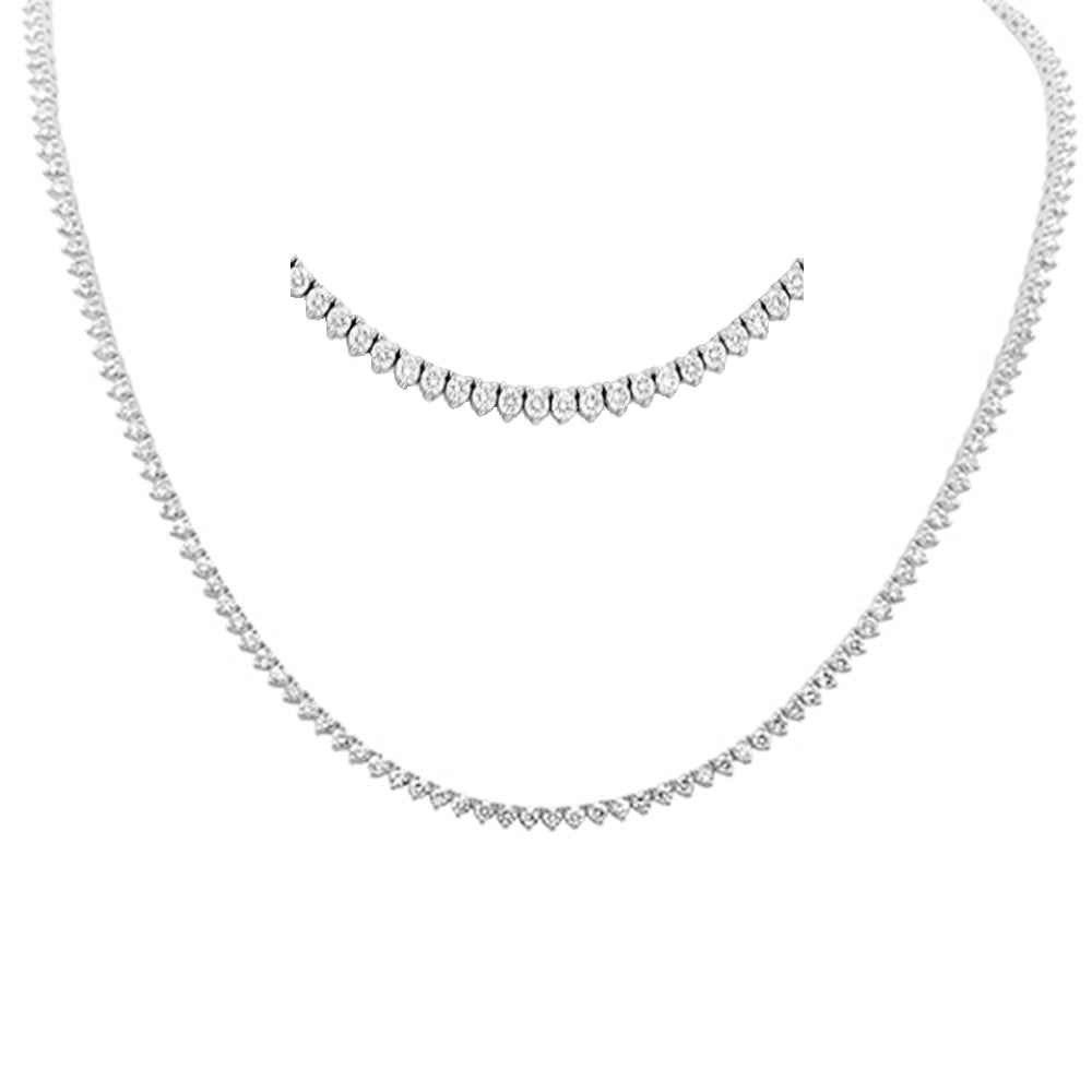 Muse Jewelry 5.05ct G SI 3 Prong 14K White Gold Diamond Elegant Tennis Necklace 16" Long