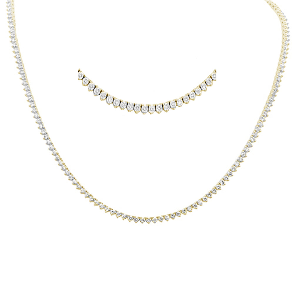 Muse Jewelry 5.00ct G SI 3 Prong 14K Yellow Gold Diamond Elegant Tennis Necklace 16" Long