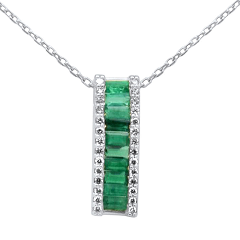 Muse Jewelry .85ct G SI 14K Yellow Gold Diamond & Emerald Gemstones Pendant Necklace 18" Long
