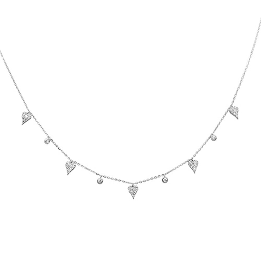 Muse Jewelry .33ct G SI 14K White Gold Heart Shape Diamond Pendant Necklace 18" Long